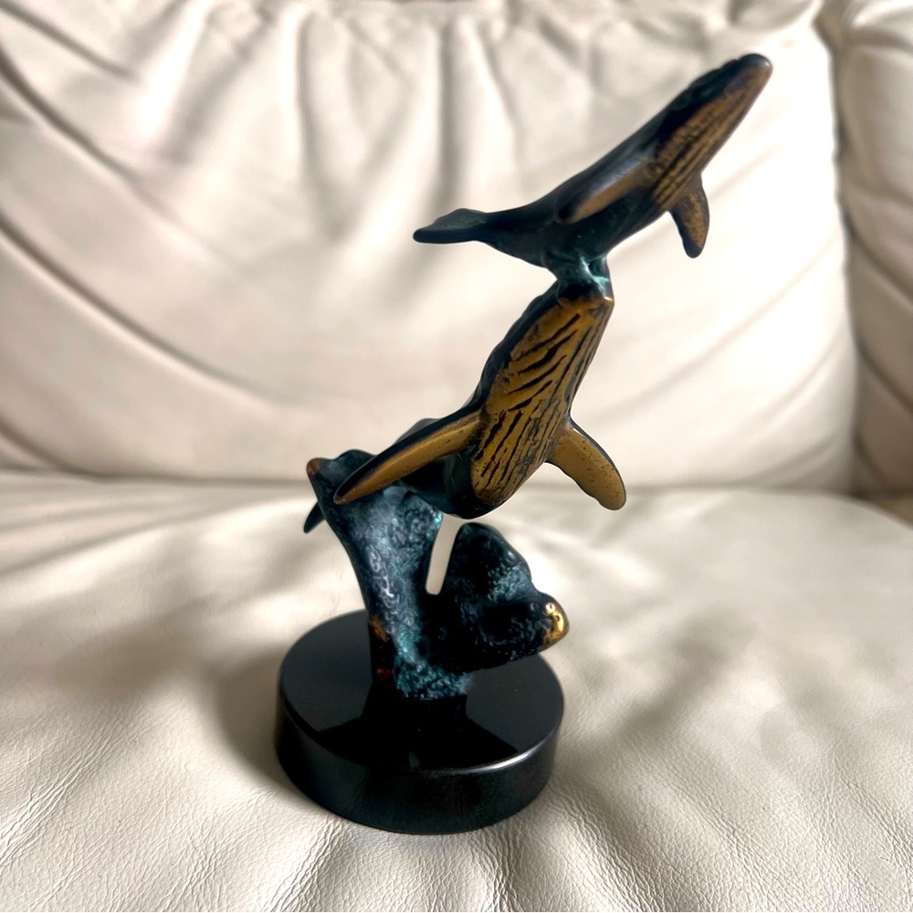 Humpback Whale and Calf Solid Brass Bronze Finish Gallery Sculpture SPI Gallery